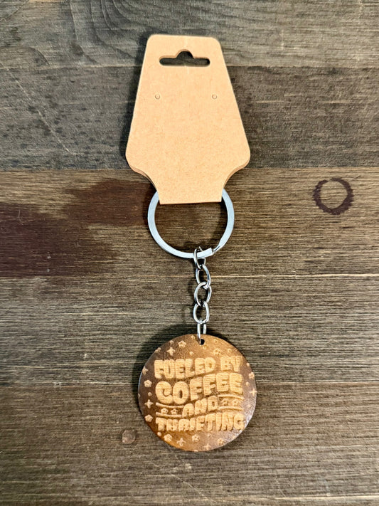 Wood Keychain - Coffee & Thrifting