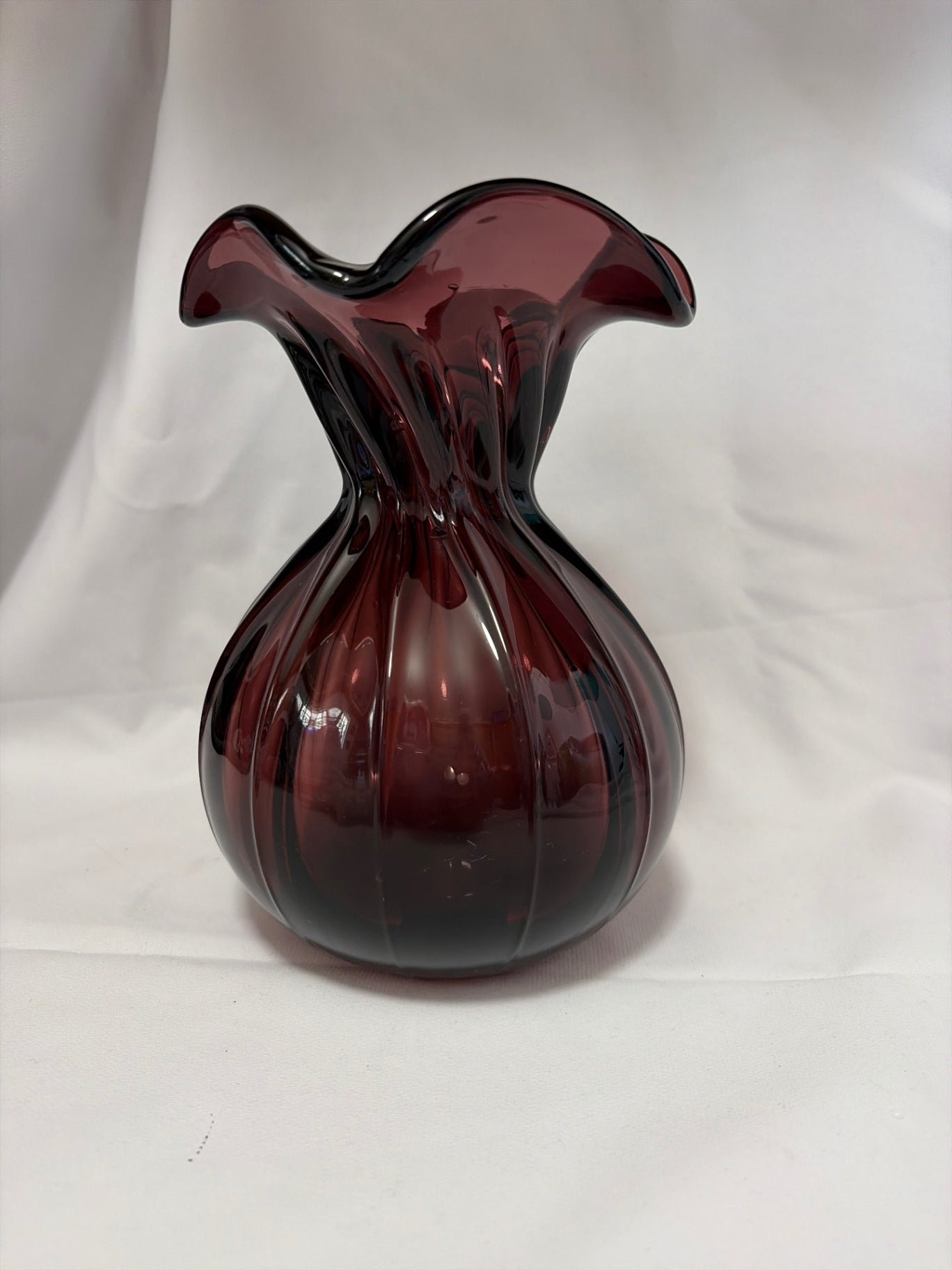 7 1/2” Amethyst purple glass vase