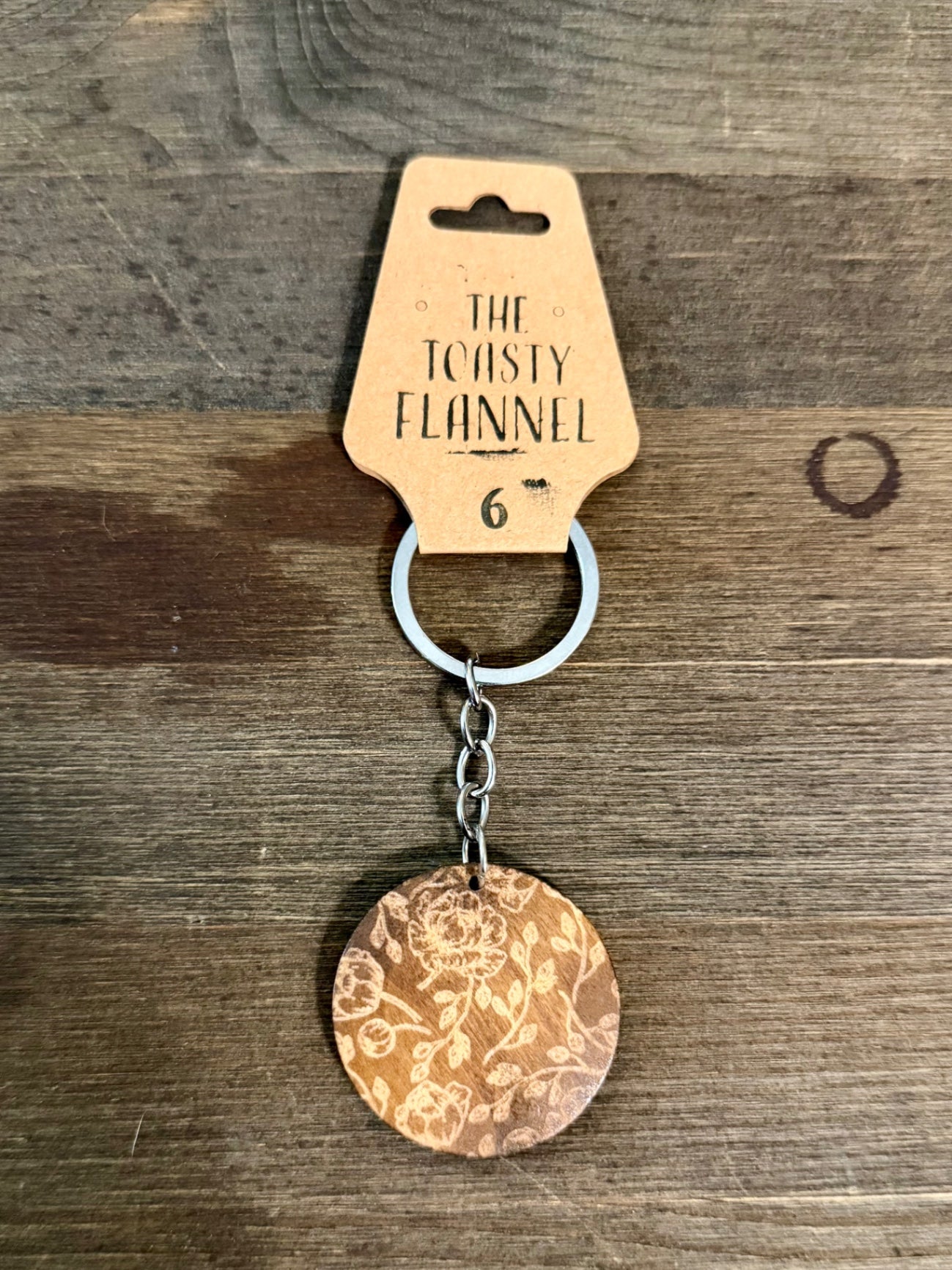 Wood Keychain - Flower Pattern