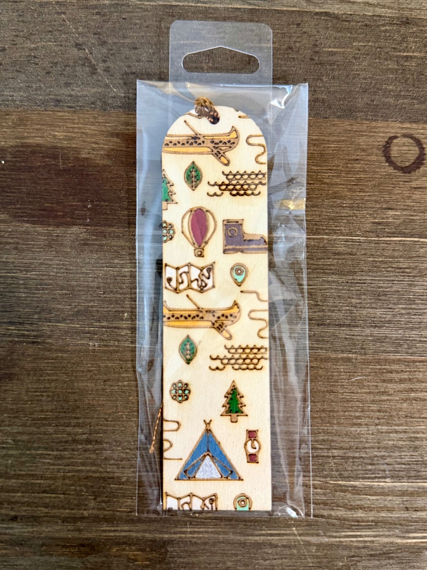 Wooden Bookmark - Adventure Pattern