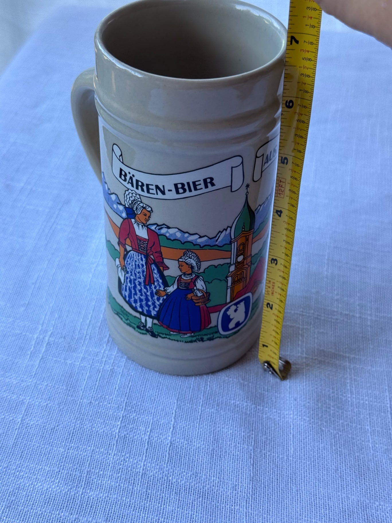Vintage Bären-Bier Stoneware Beer Mug – Traditional Bavarian / Swiss Folk Art