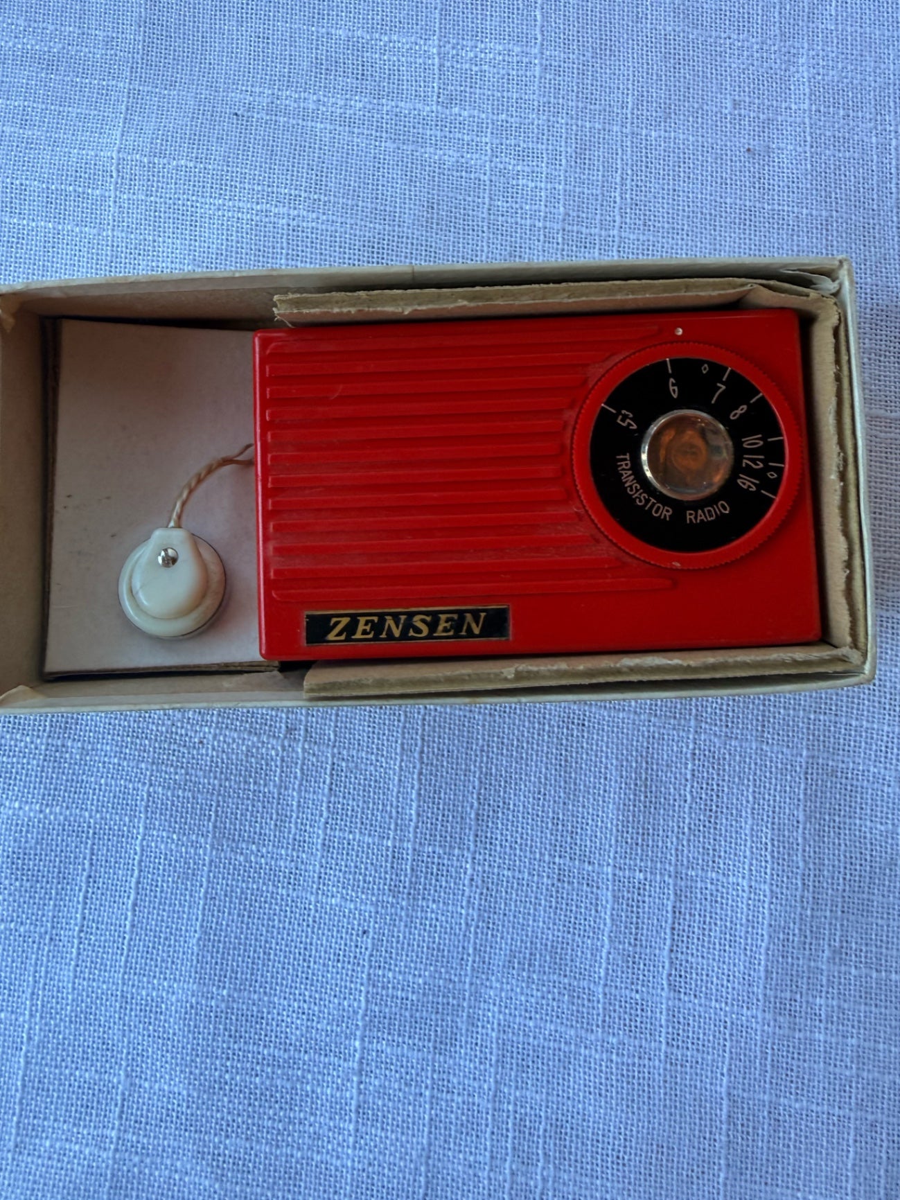 Vintage Zensen TR-12 Red 1-Transistor Pocket Radio in Original Box with Earphone | Made in Japan