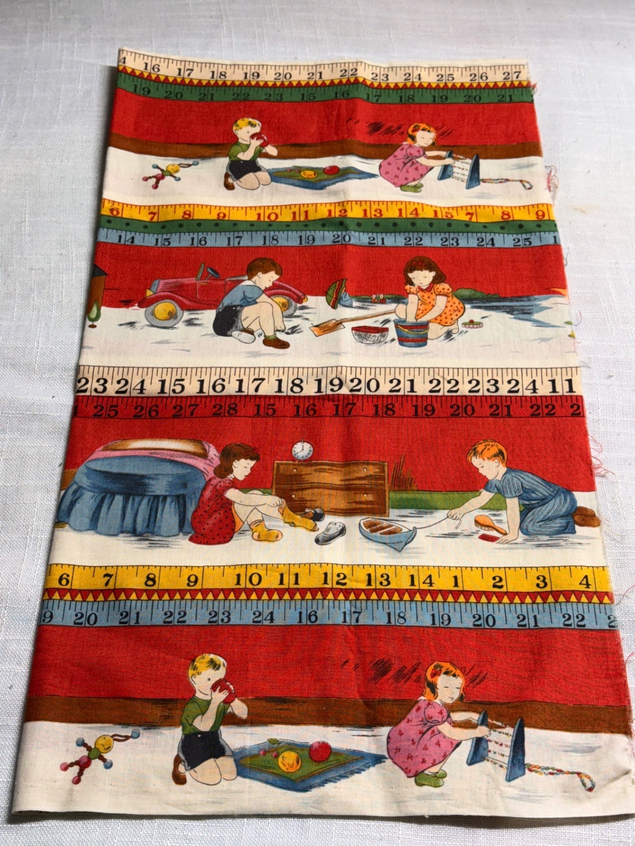 Vintage 1950s Mid-Century Children & Toys Novelty Print Cotton Craft Fabric