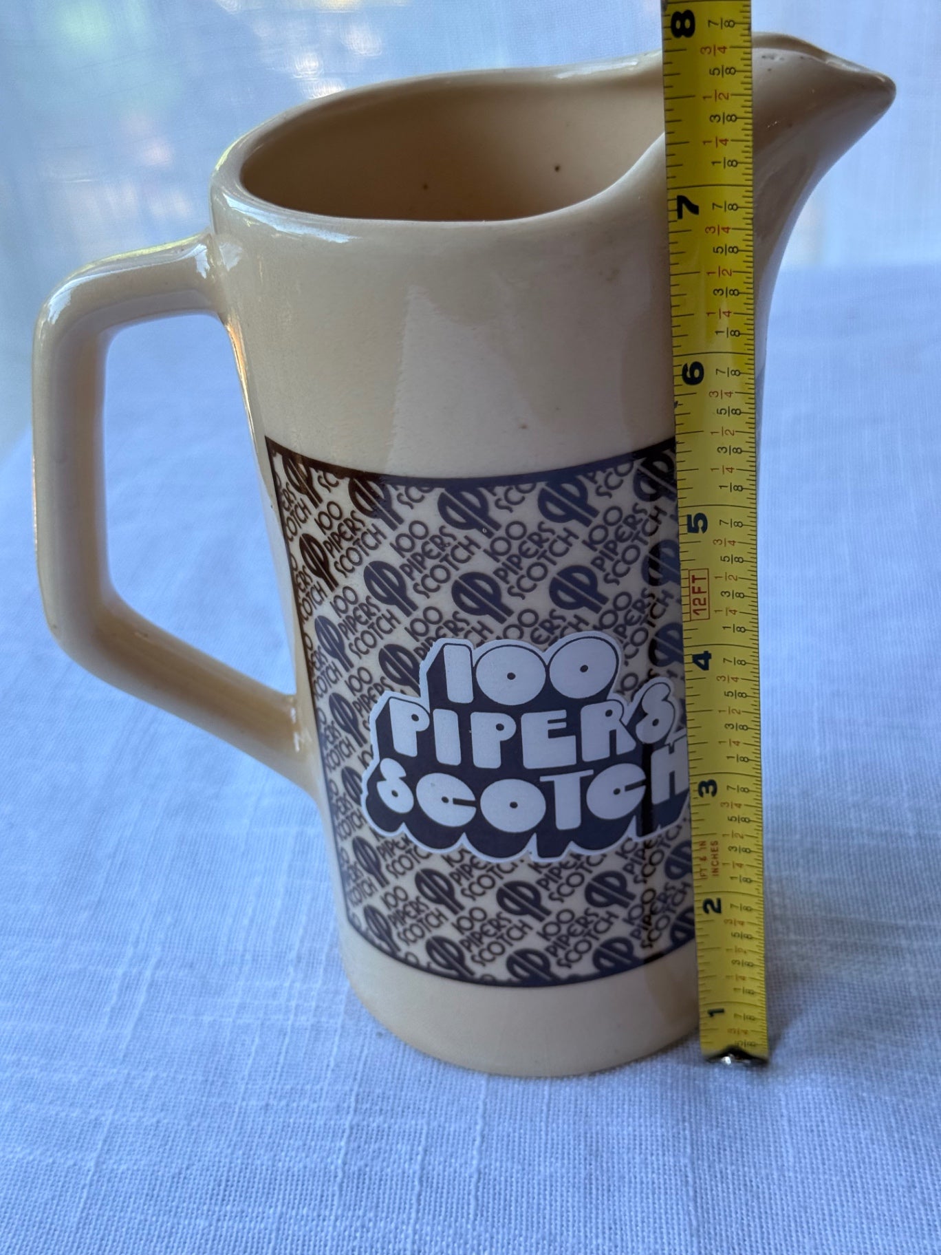 Vintage Seagram 100 Pipers Blended Scotch Whisky Ceramic Pub Pitcher