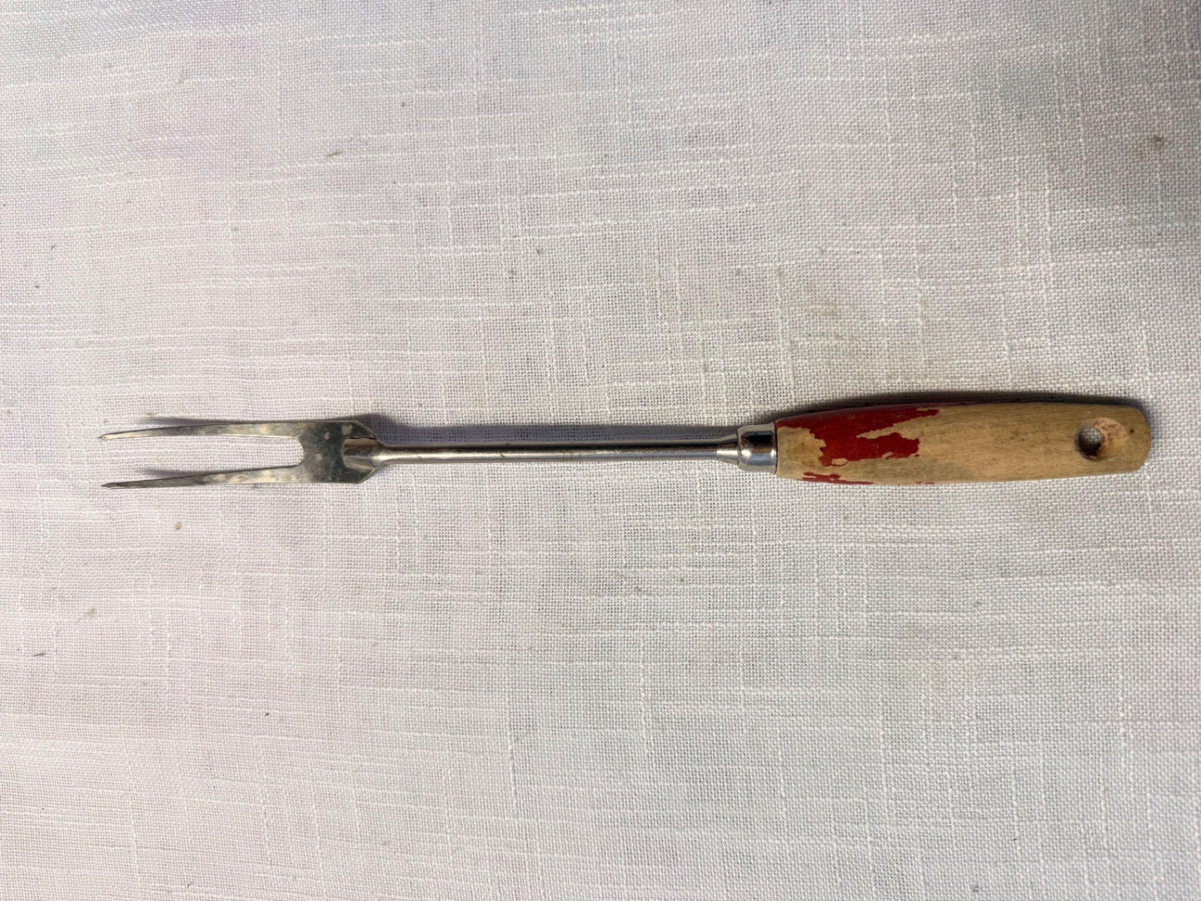Vintage Farmhouse Kitchen Serving Fork with Red Painted Wood Handle