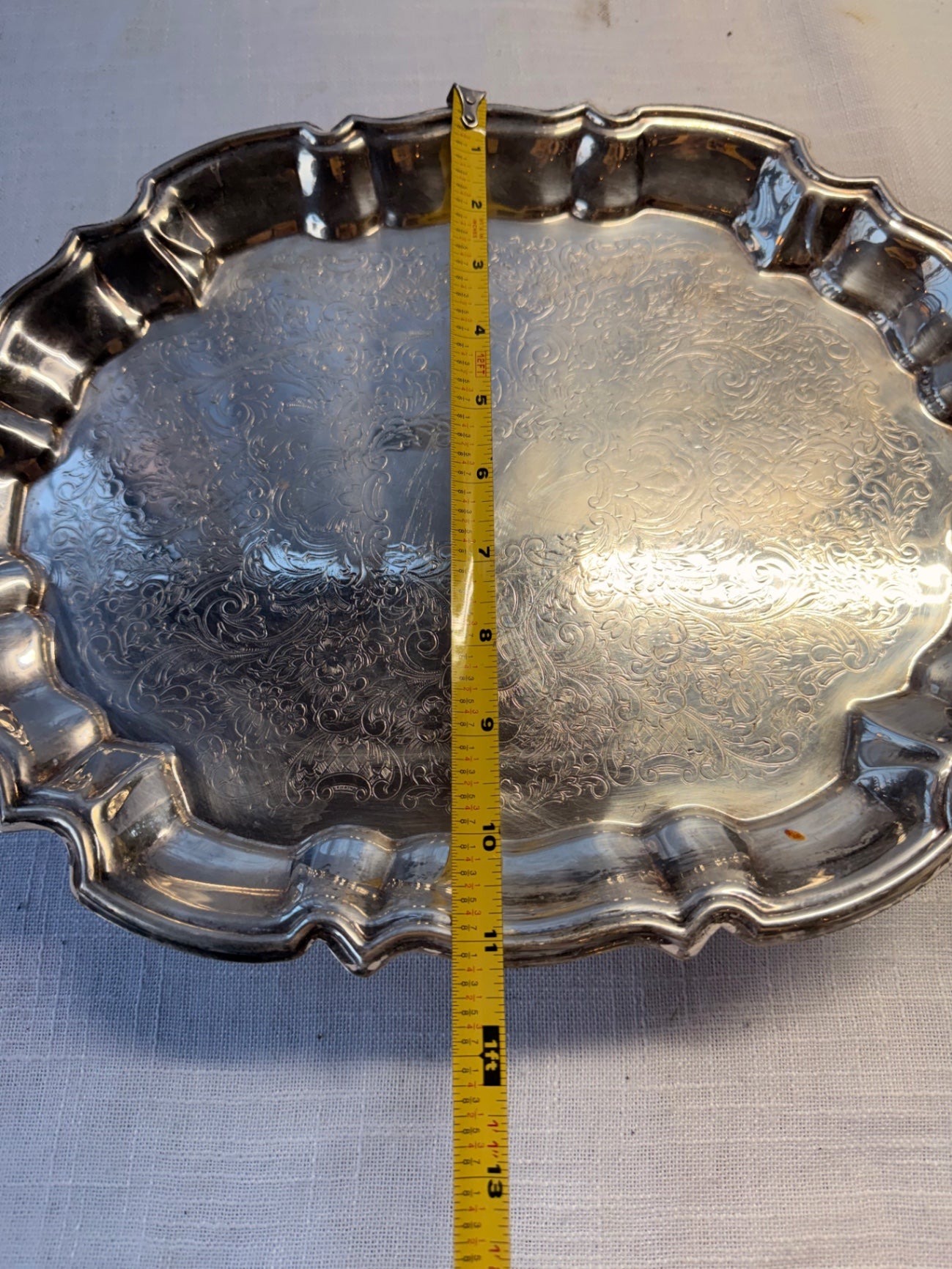 Vintage Wm. Rogers Silver-Plated Scalloped Oval Serving Tray