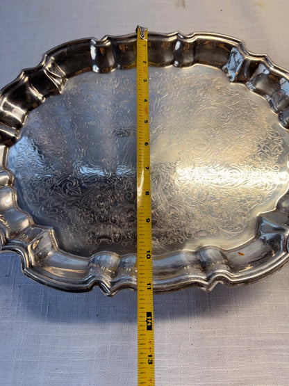 Vintage Wm. Rogers Silver-Plated Scalloped Oval Serving Tray