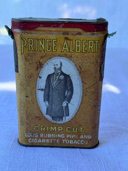 Antique Prince Albert Crimp Cut Pipe & Cigarette Tobacco Pocket Tin