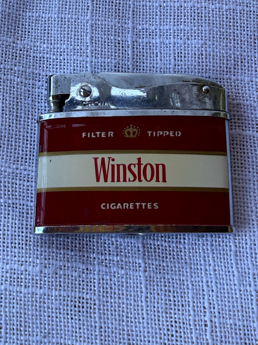 Vintage Crown Winston Filter Tipped Cigarettes Chrome Fluid Lighter