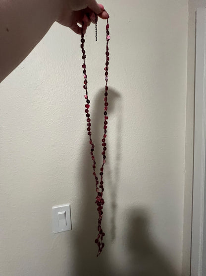 Long Faux Glass Beaded Necklace 