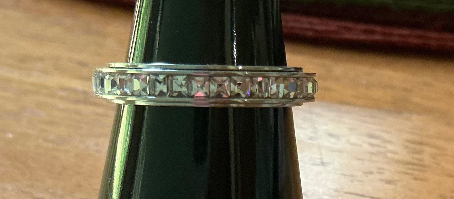 “Rotatable” CZ band ring.  Size 8