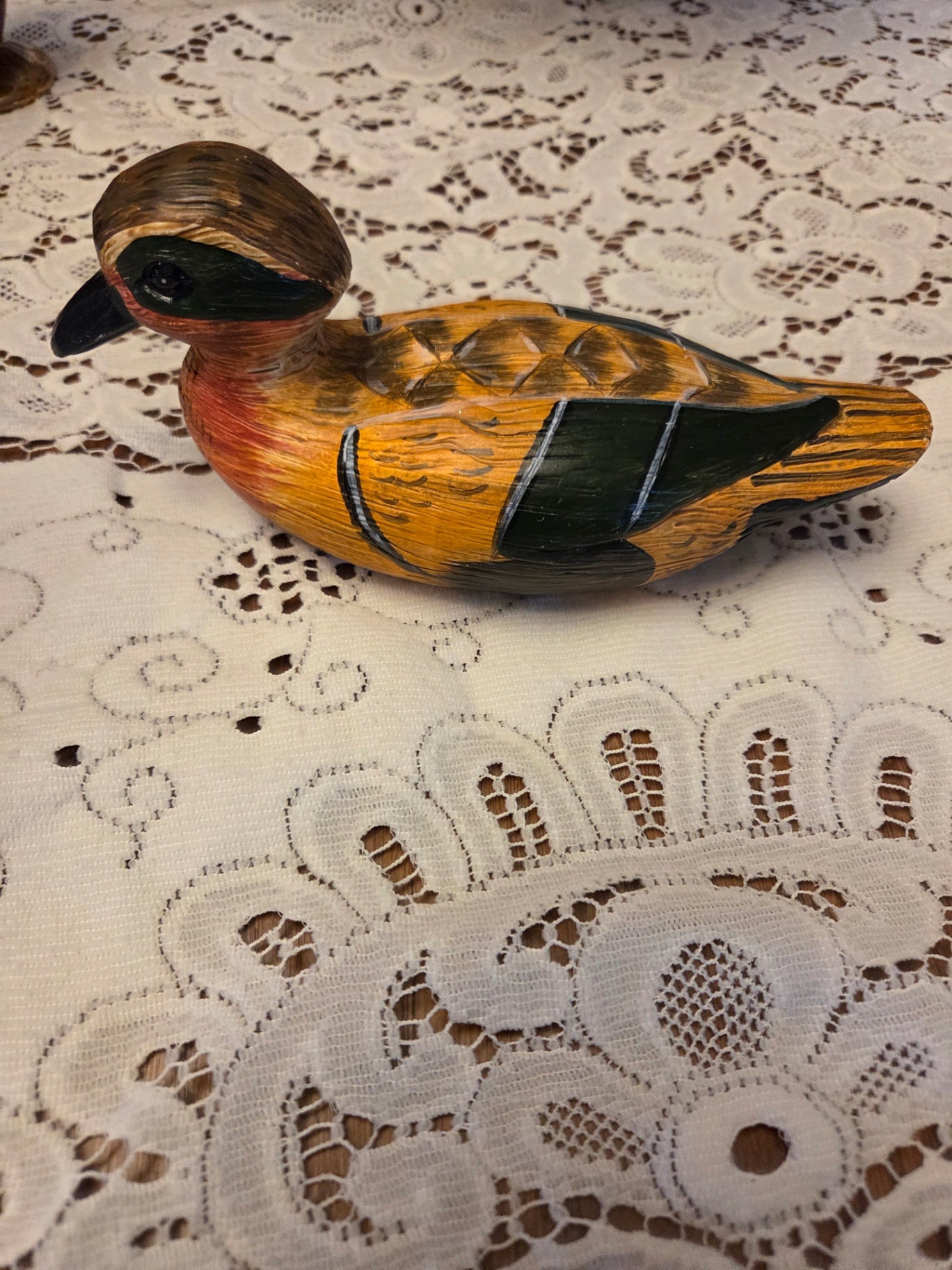 Hand painted wooden duck