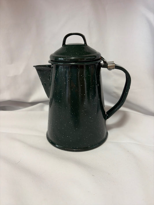 7” enamel green and white speckled 