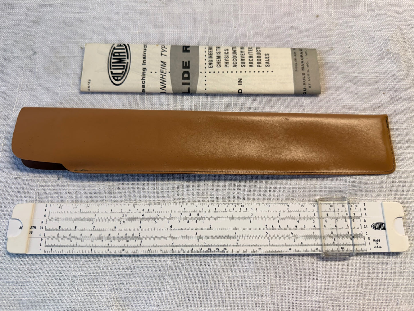 Vintage Acumath Slide Rule Complete Set – Includes Protective Case & Instruction Manual