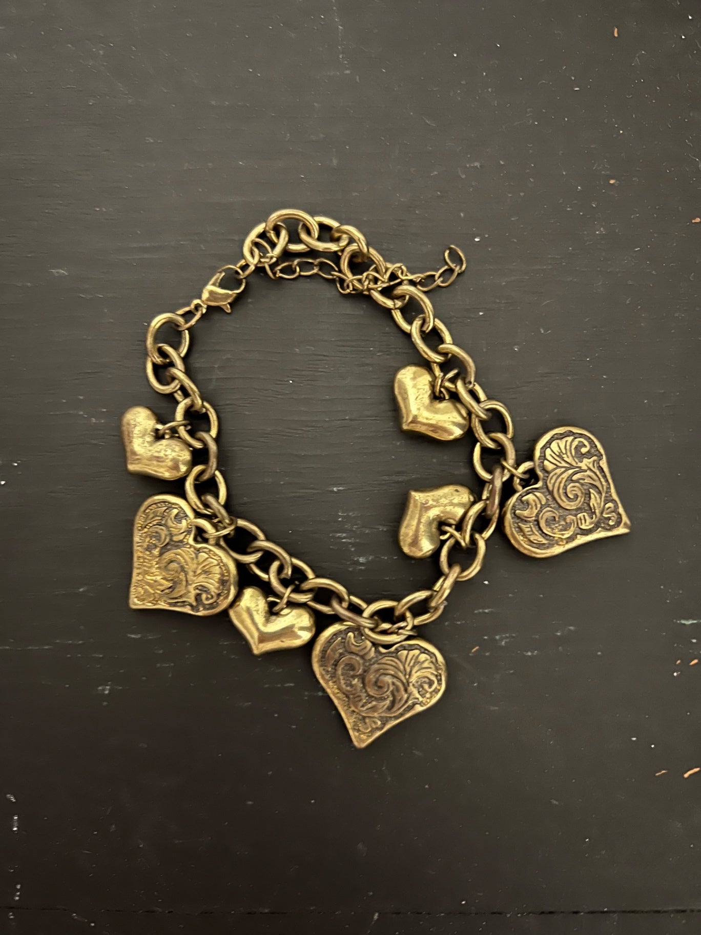 Pretty Ornate Heart Charm Bracelet
