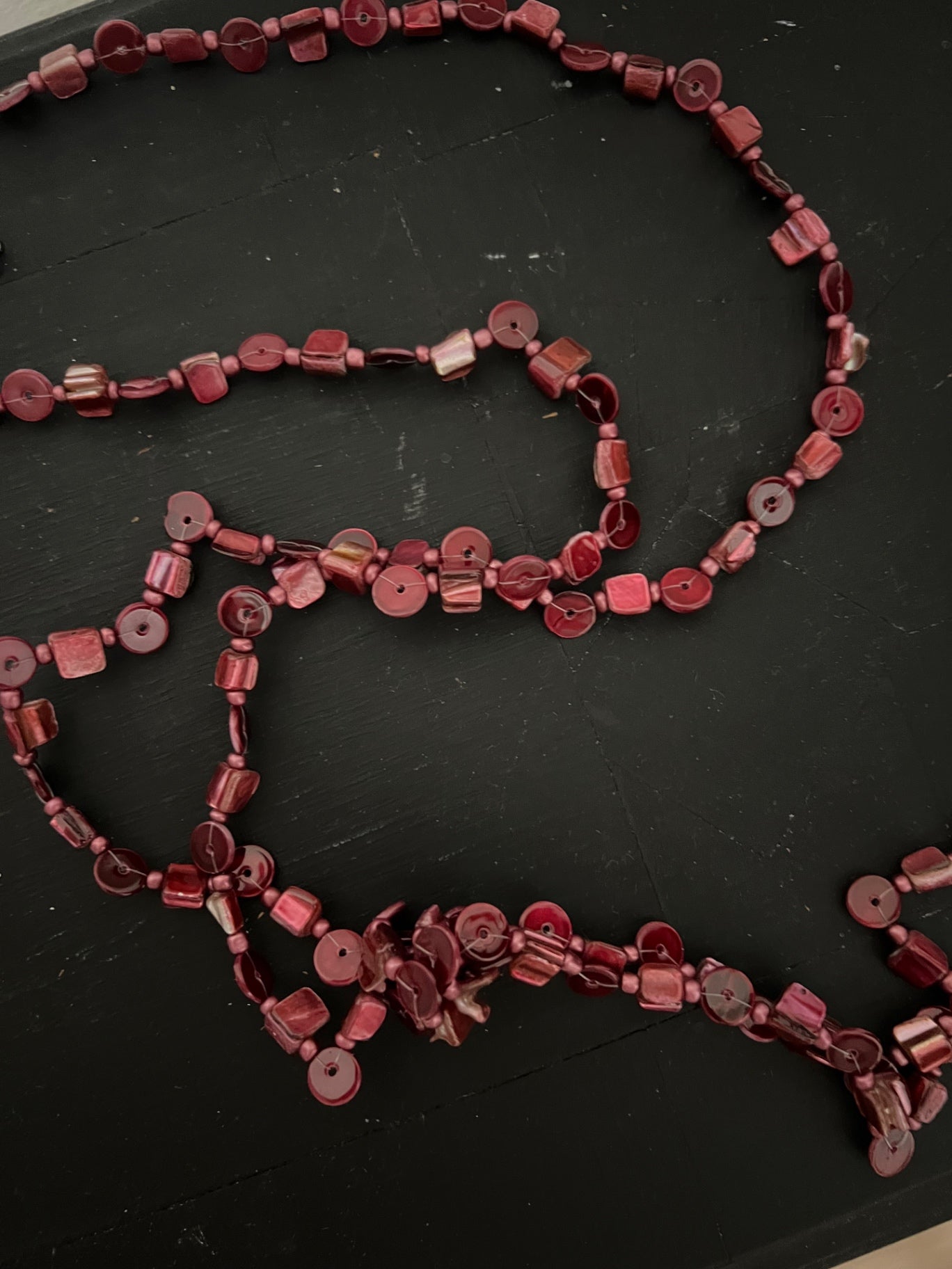 Long Faux Glass Beaded Necklace 