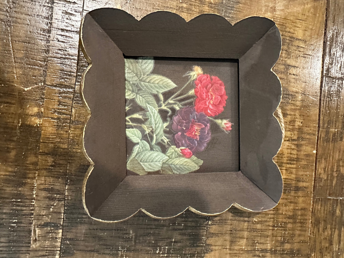 Square frame with red flower