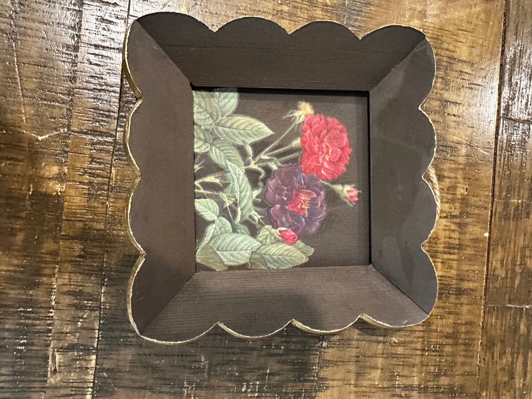 Square frame with red flower