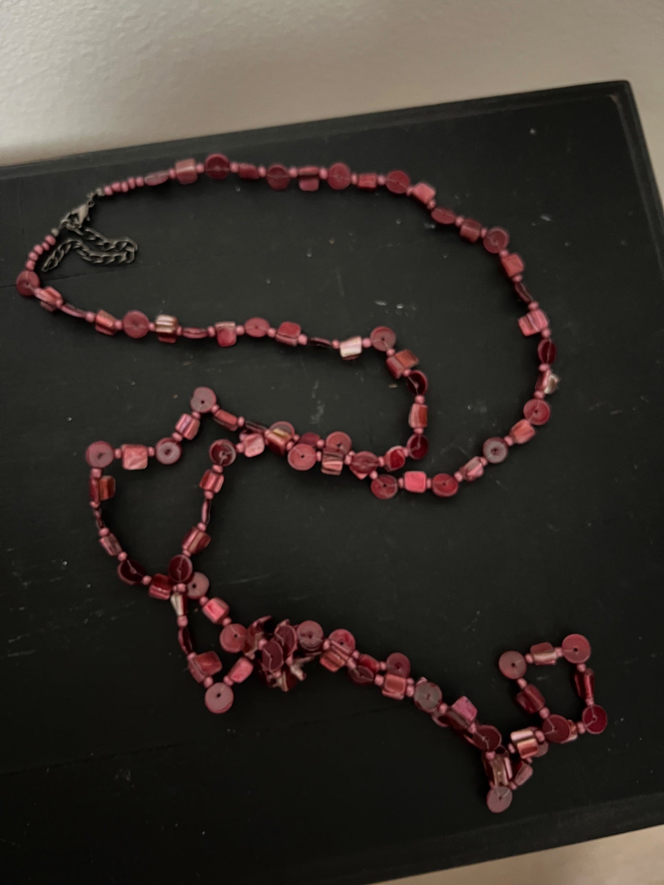 Long Faux Glass Beaded Necklace 