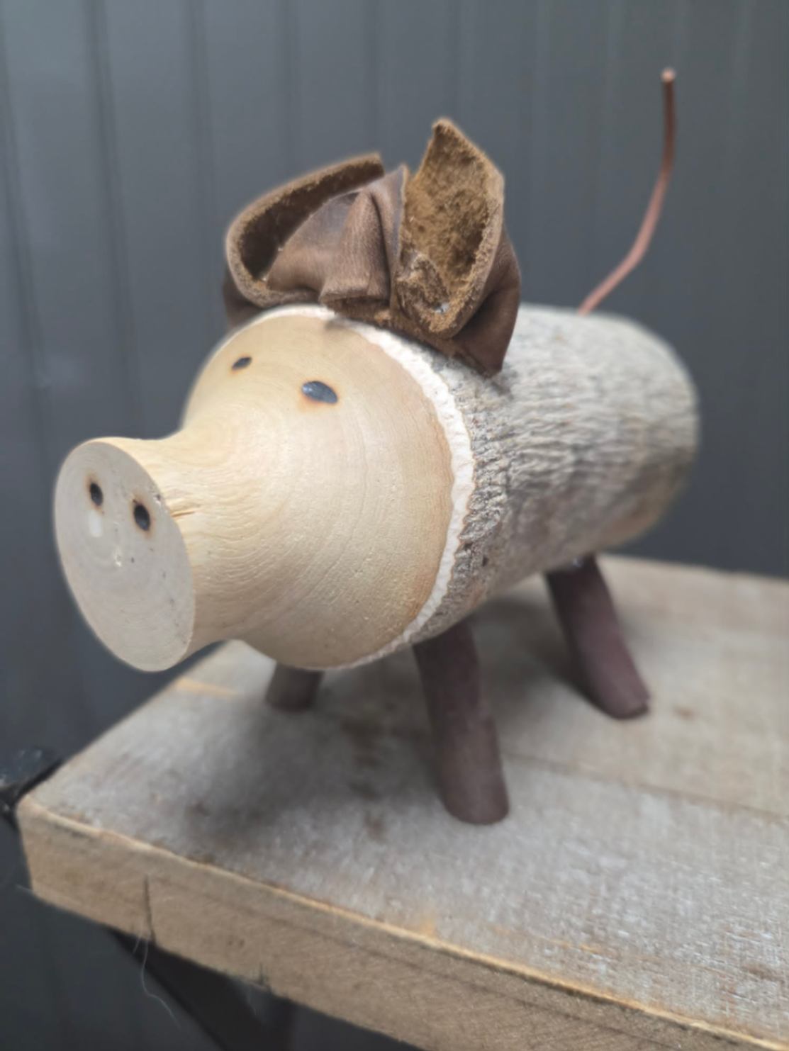 One-of-a-Kind Rustic Wood Pig Bottle Opener