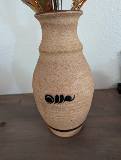 Vtg. Sandstone Tonala Hand-Painted Vase