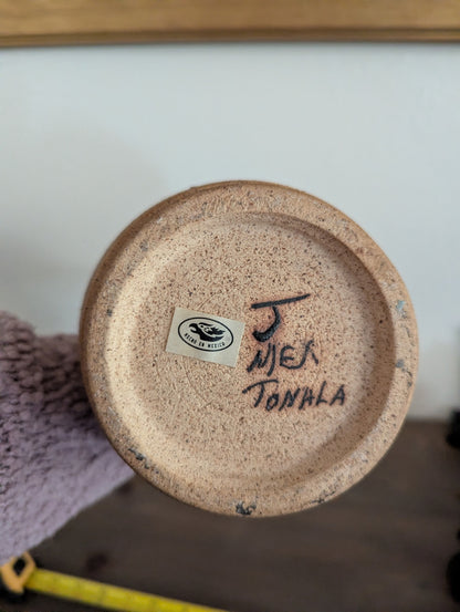 Vtg. Sandstone Tonala Hand-Painted Vase