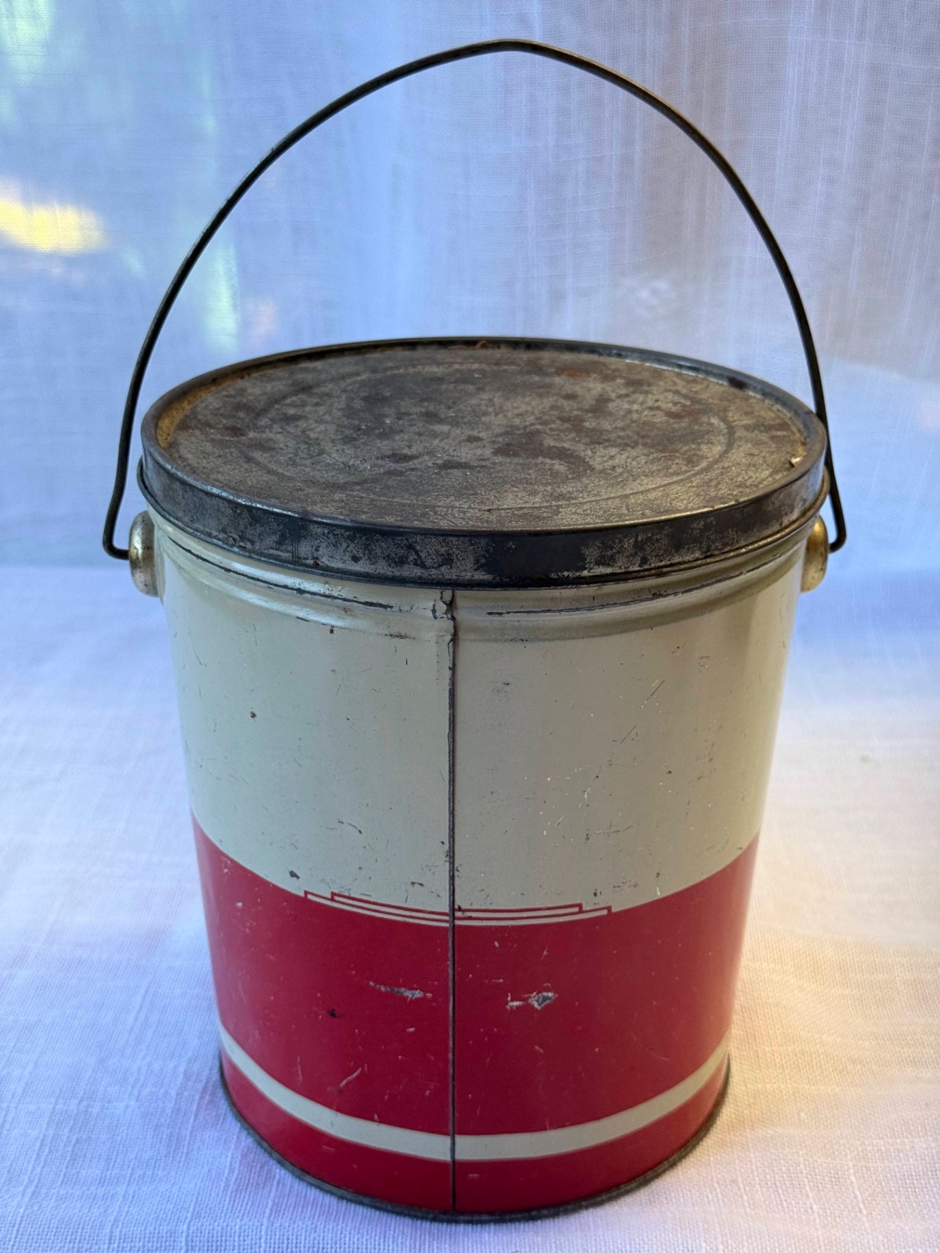 Vintage Bilingual Fédérée 5lb Pure Lard Tin Pail with Lid & Handle | Québec Farmhouse Decor