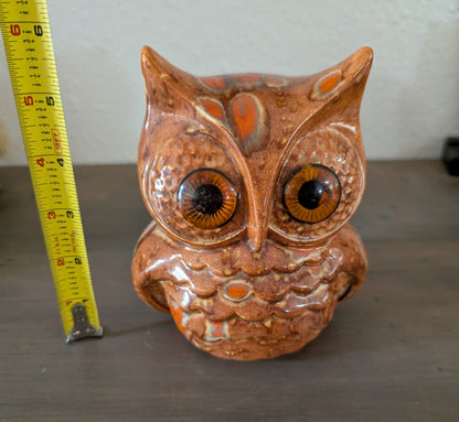 1970's Drip Glazed Ceramic Owl Figurine
