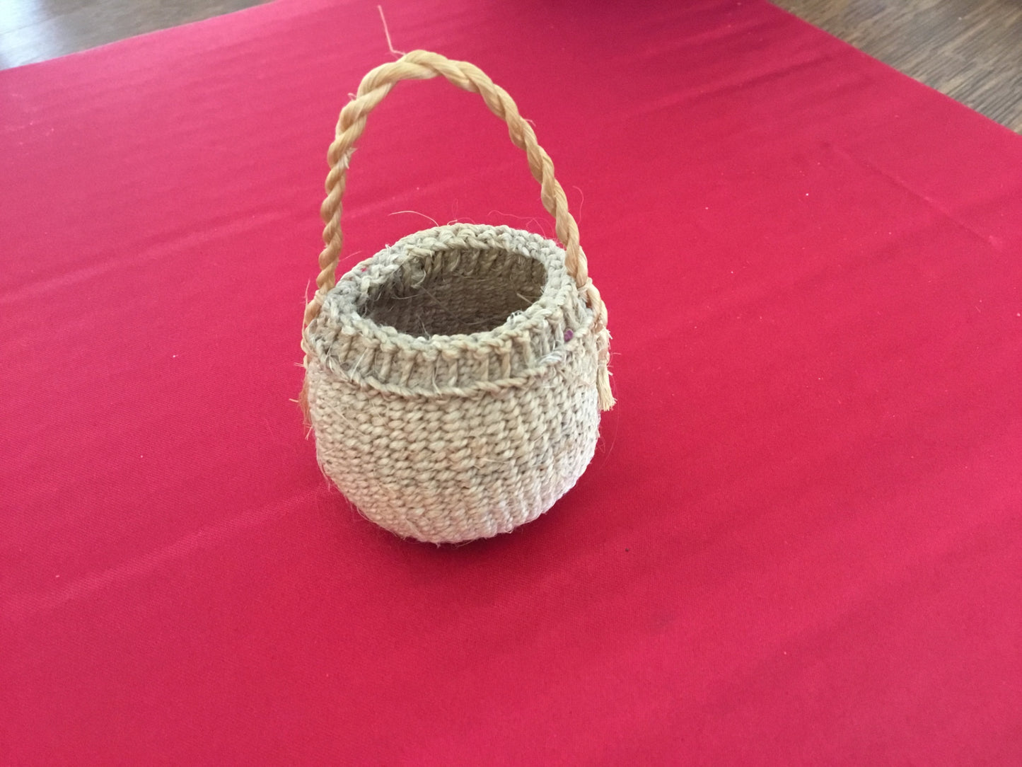 Small, handmade, woven basket