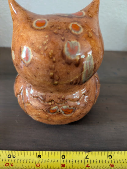 1970's Drip Glazed Ceramic Owl Figurine