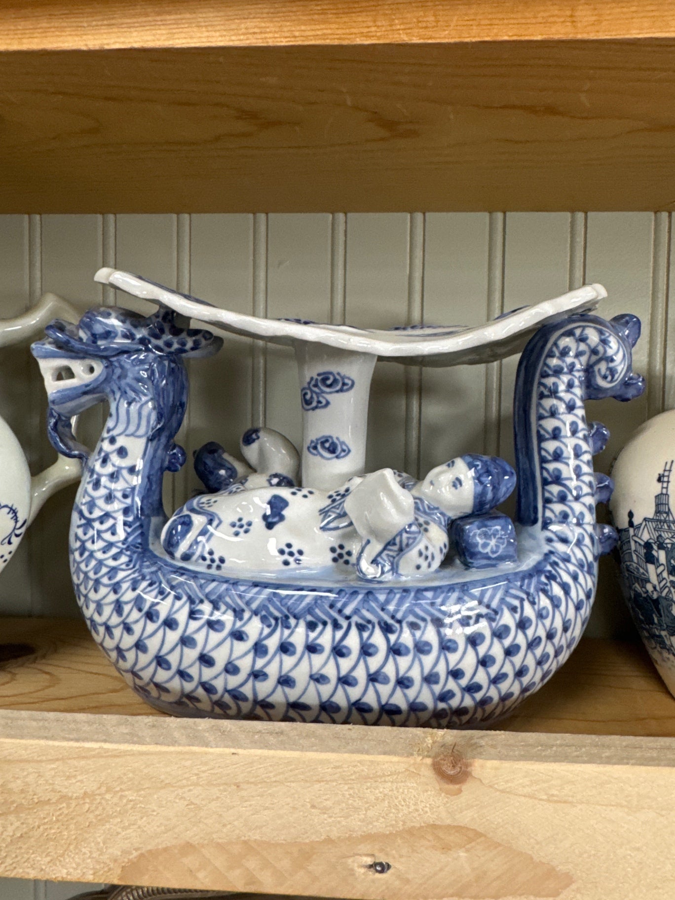 Chinese Porcelain Dragon Boat Pillow