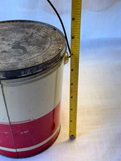 Vintage Bilingual Fédérée 5lb Pure Lard Tin Pail with Lid & Handle | Québec Farmhouse Decor