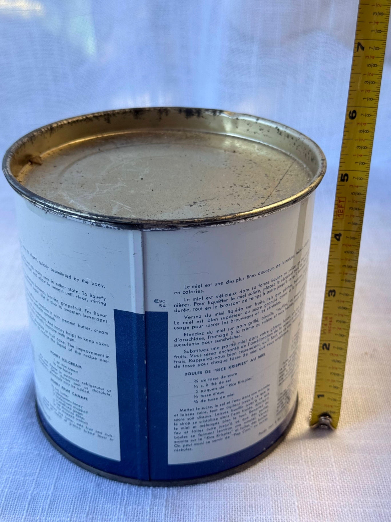 Vintage 4 lb Pure Canadian Honey Tin Can | Doyon & Doyon Montreal Québec | Bilingual Advertising