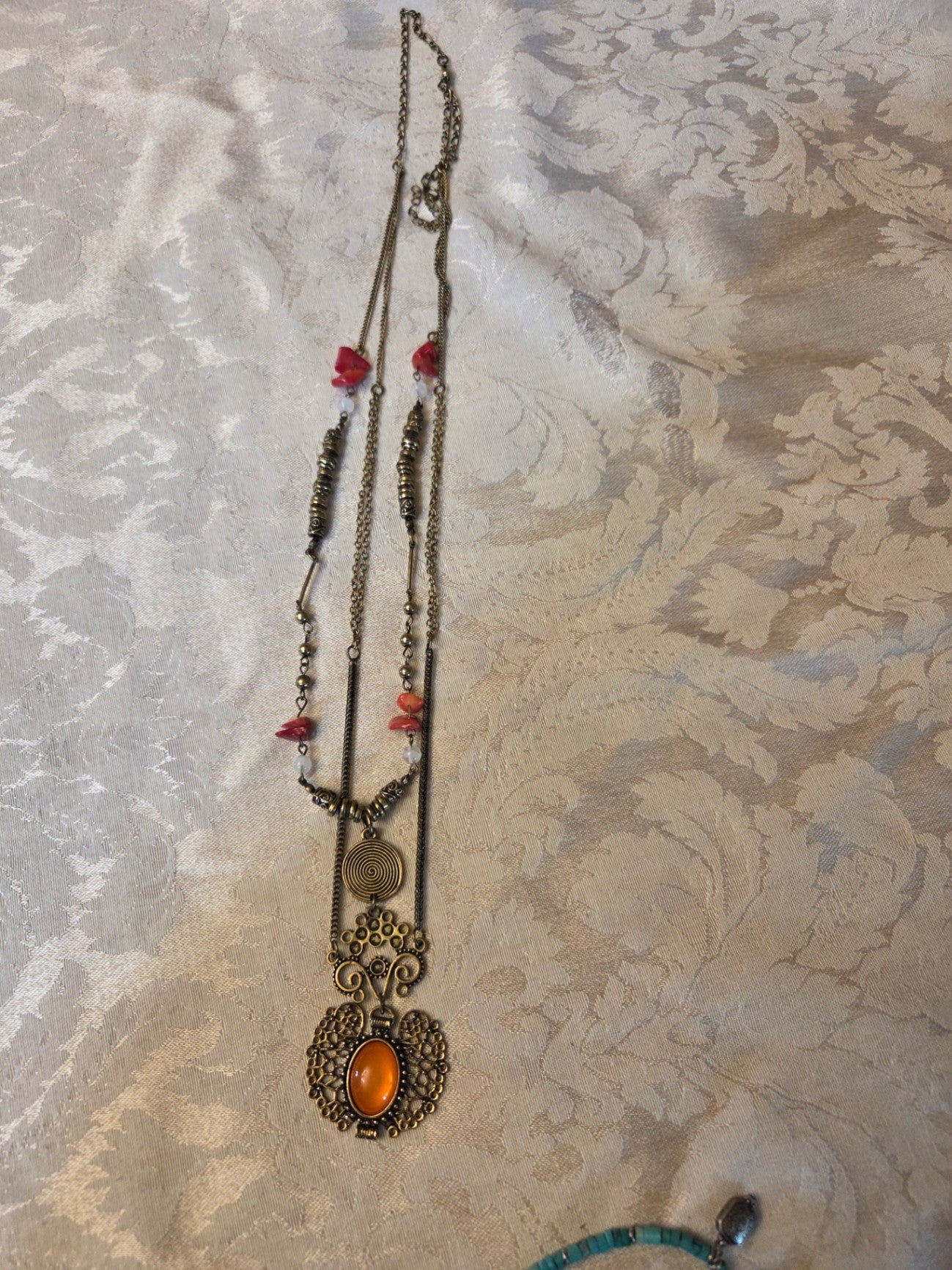 Long orange necklace