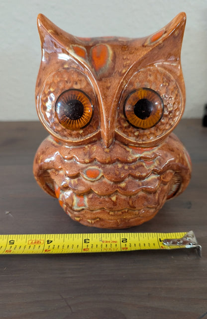 1970's Drip Glazed Ceramic Owl Figurine