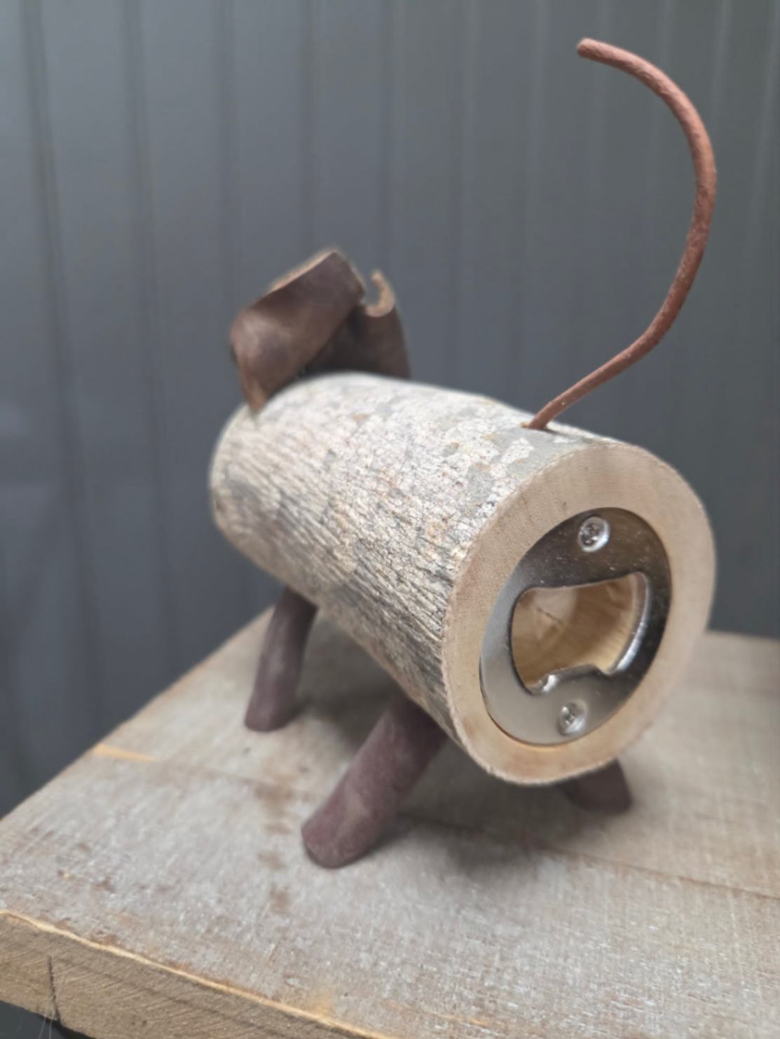 One-of-a-Kind Rustic Wood Pig Bottle Opener