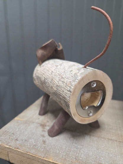 One-of-a-Kind Rustic Wood Pig Bottle Opener