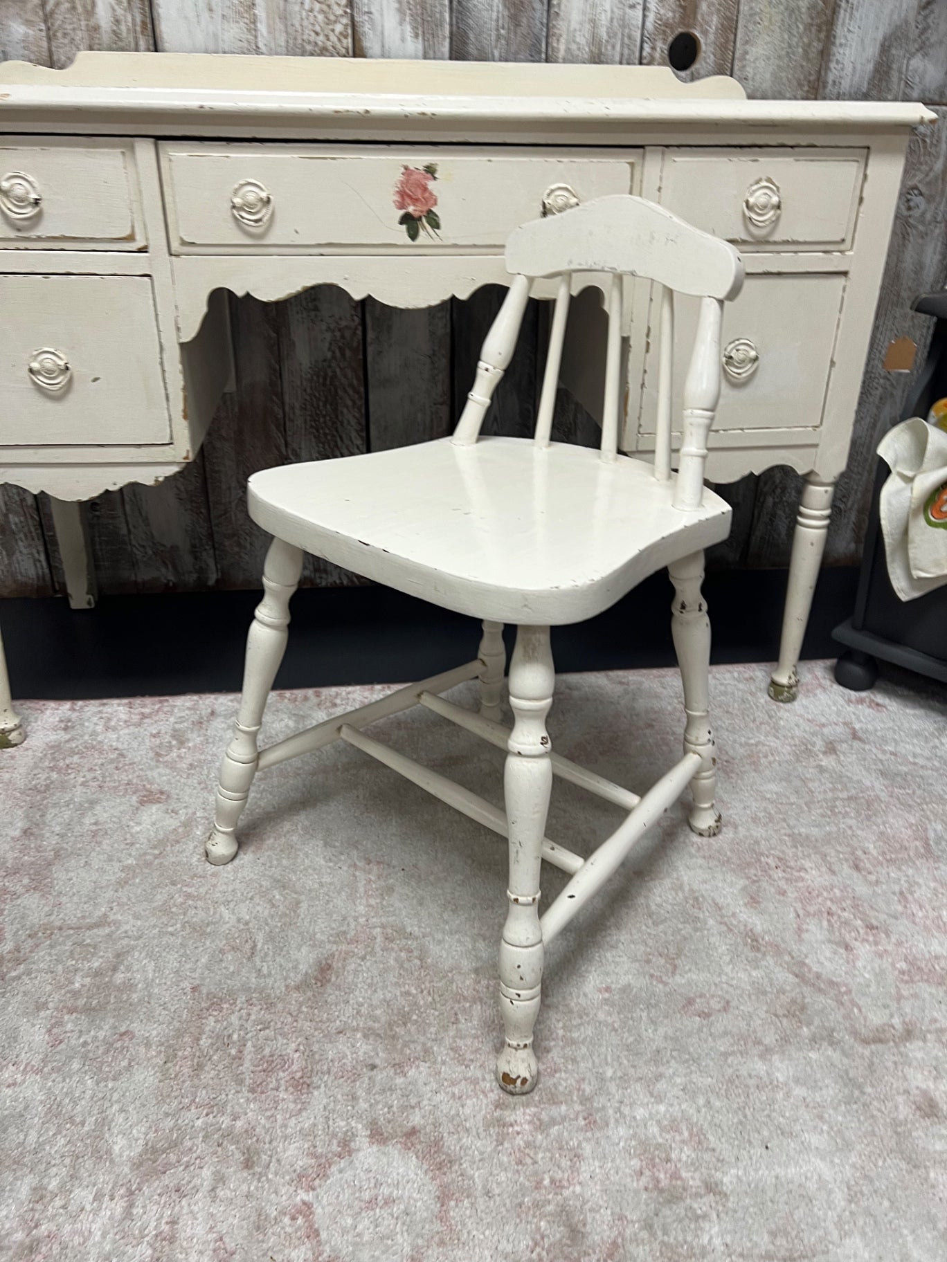 Vintage Small White Wooden Chair