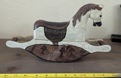 1960's Scandinavian Folk Art Carved Rocking Horse (repaired)