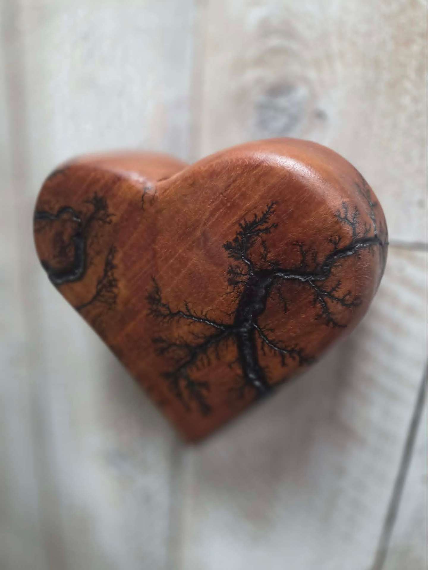 Fractal Burned Peruvian Mahogany Heart wall decor
