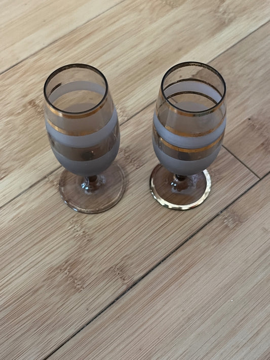 (2) Vintage Bohemian Czech cordial glasses