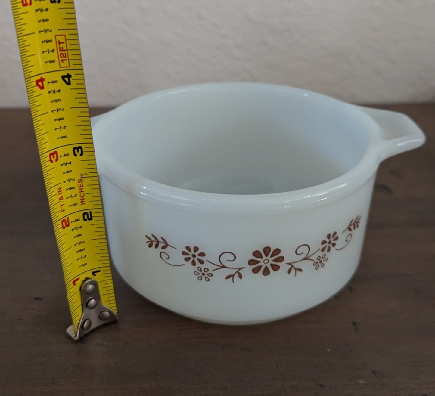 Vtg. Dynaware Pyr-o-Rey Milk Glass Mini Casserole Dish