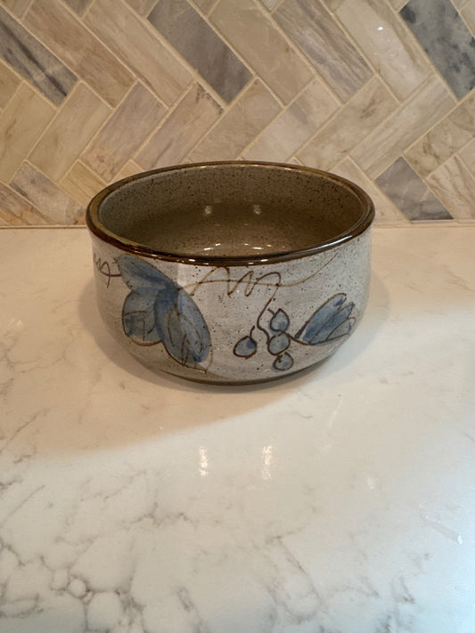 Gray/Blue Leaf Pottery Bowl
