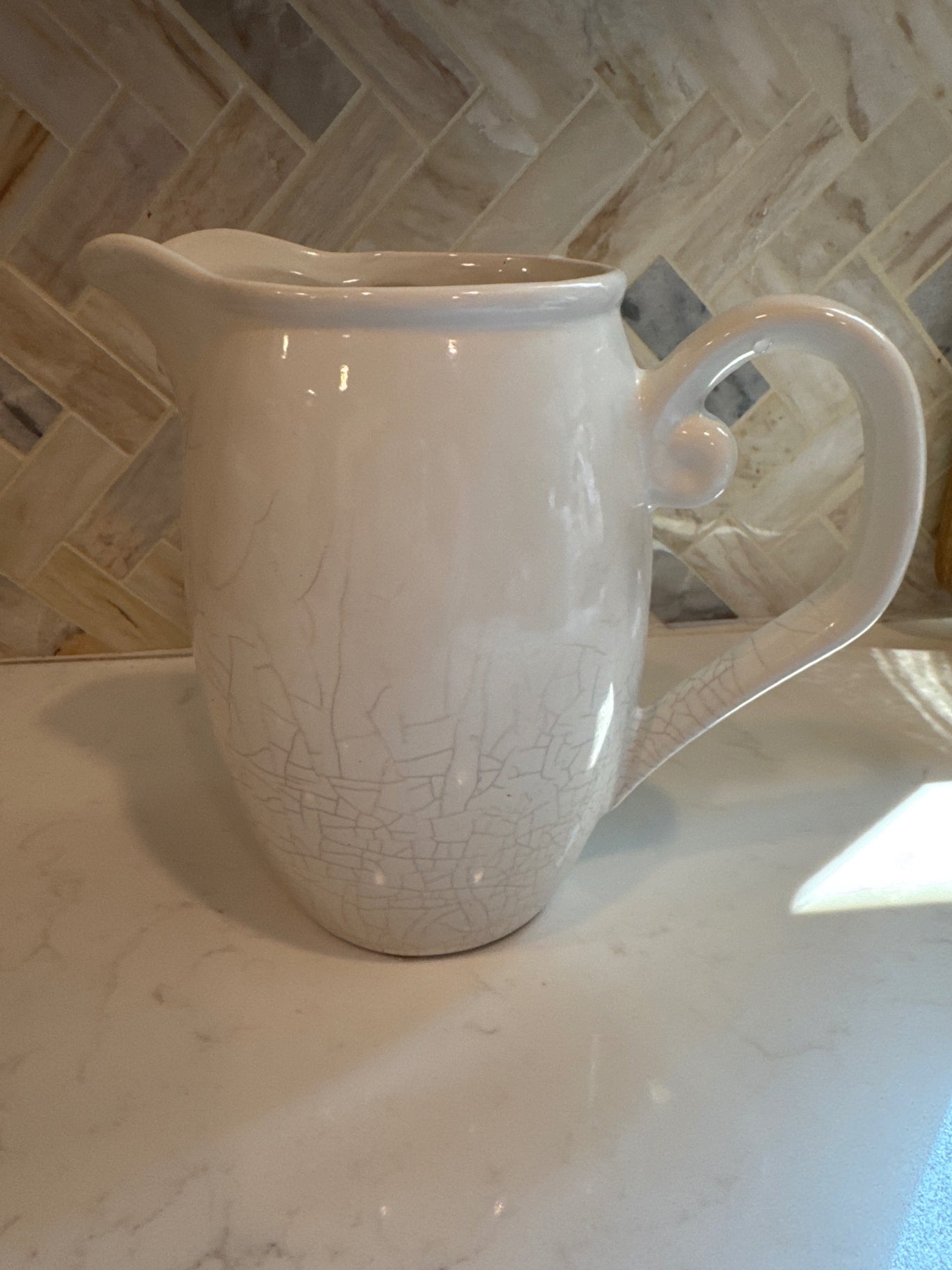 White Pitcher Crackled 