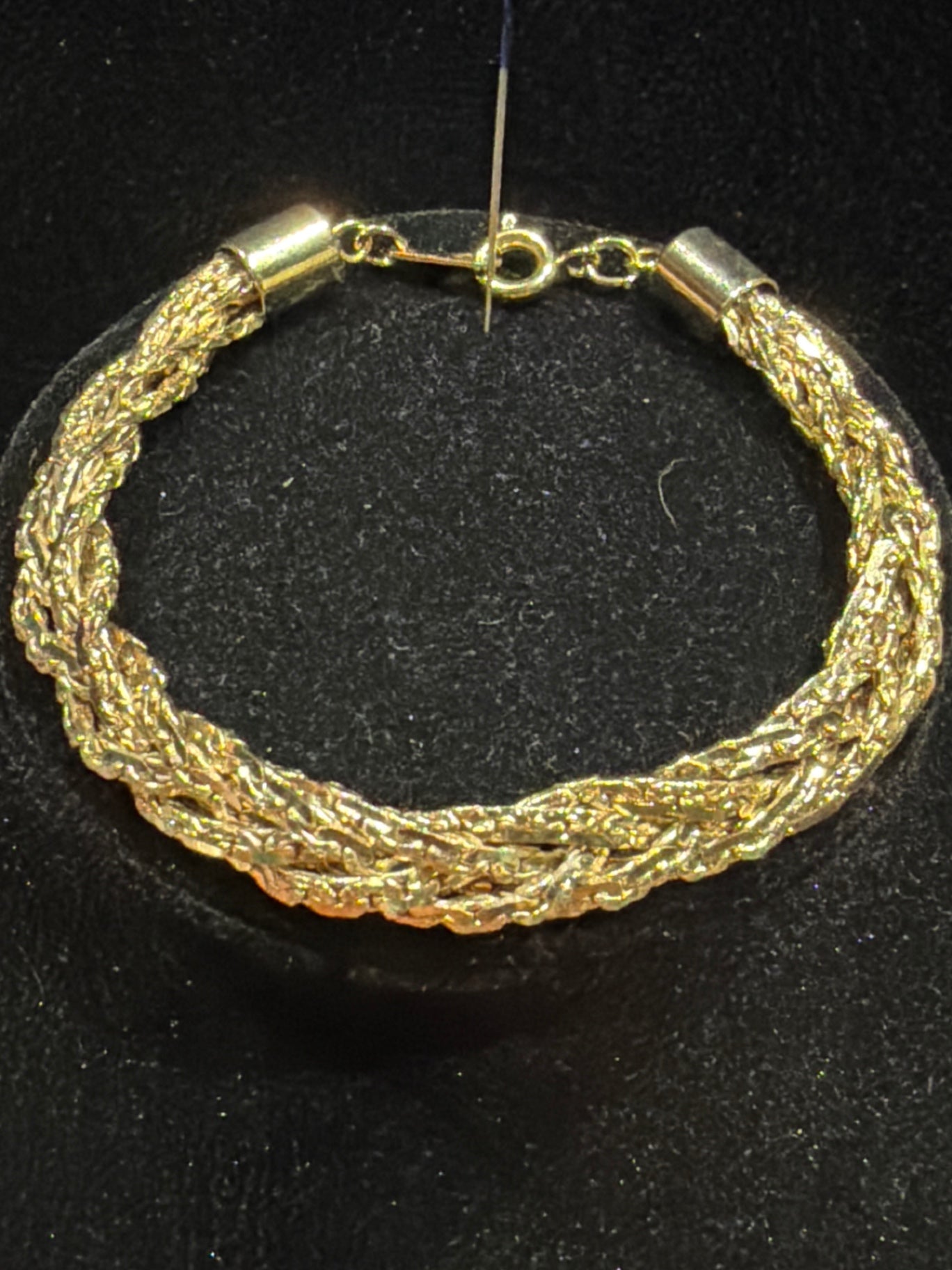 Vtg gold tone braided bracelet 7”