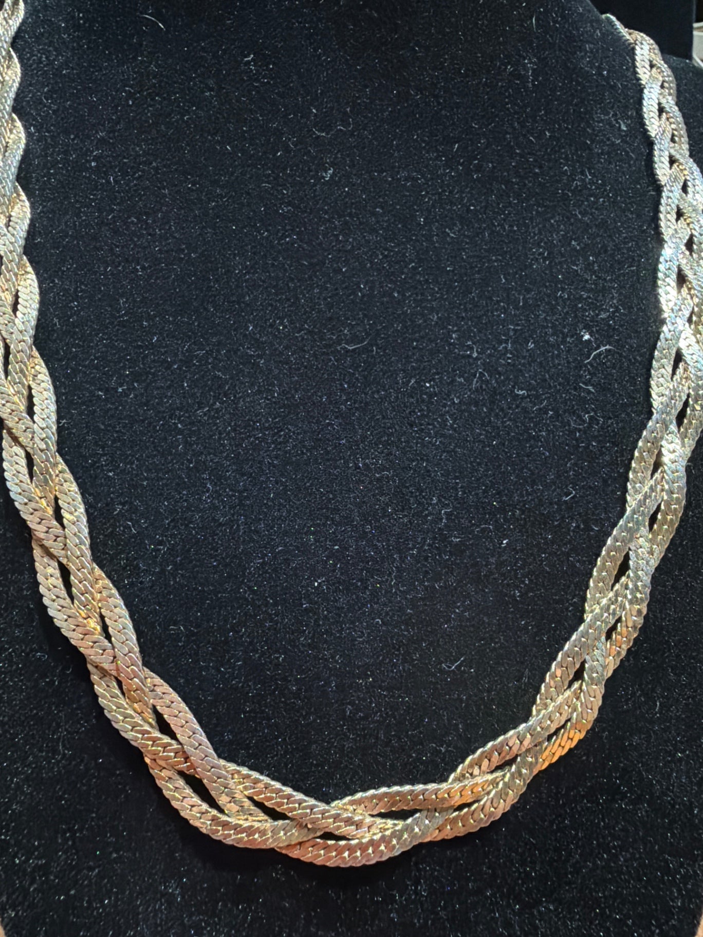 Vintage gold tone braided necklace chain