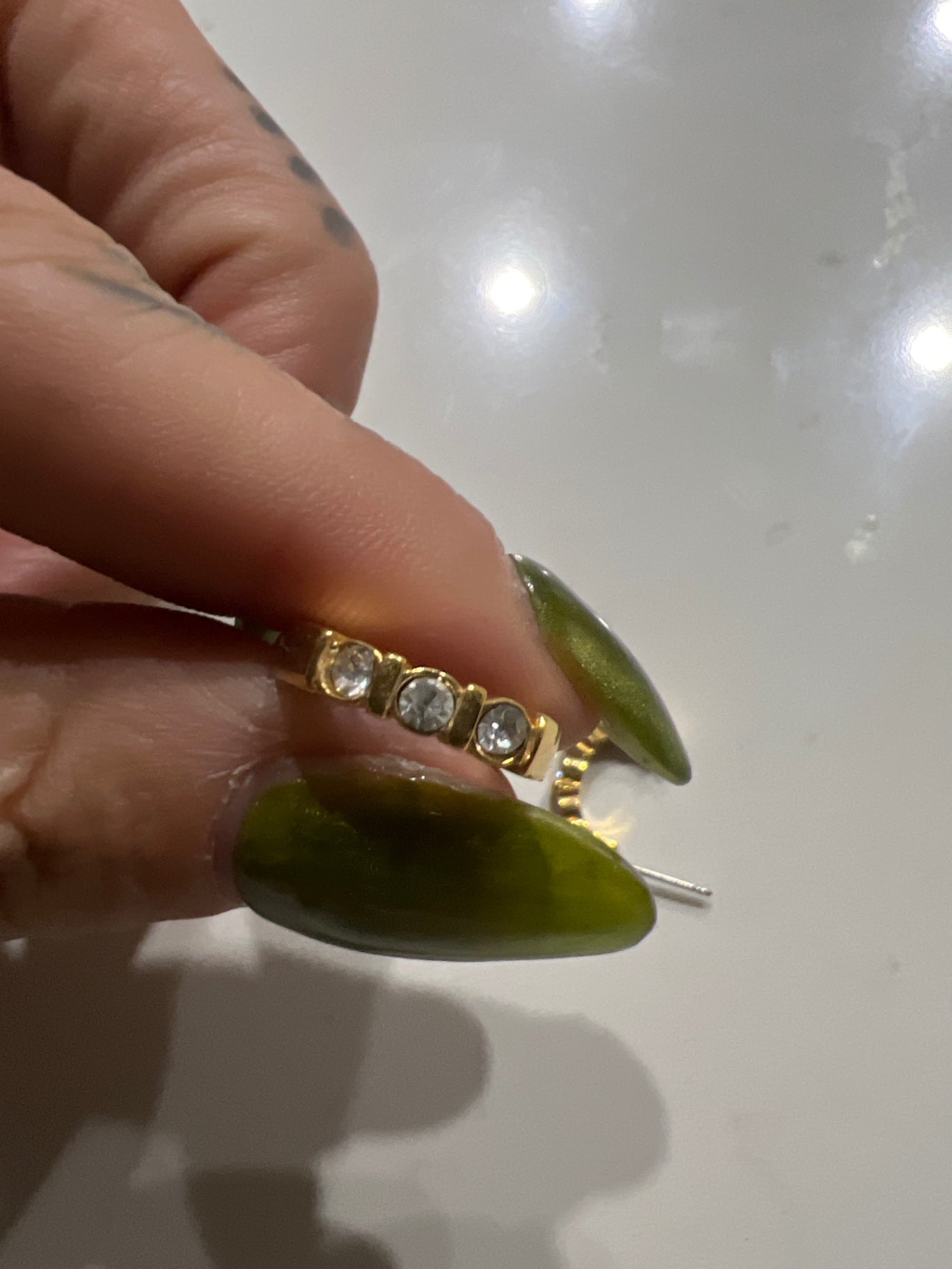 Gold half hoop Studs