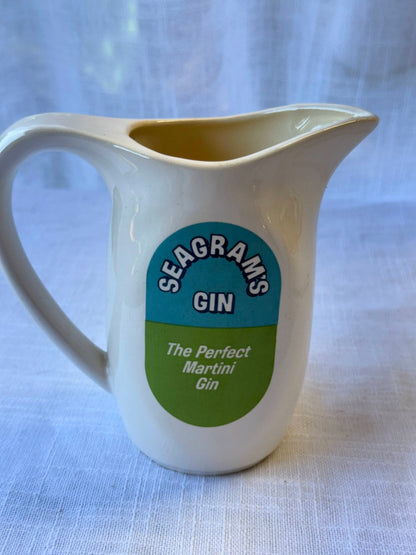 Vintage Seagram's Gin Ceramic Water Pitcher | "The Perfect Martini Gin" Barware