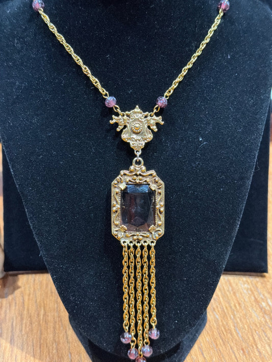 Vtg GOLDETTE purple statement necklace 
