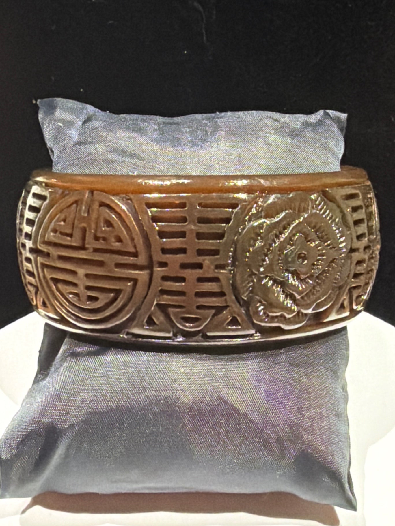 Vtg asian inspired wide bangle bracelet